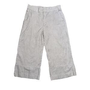 Banana Republic Women’s Linen Cotton  Wide Leg White Striped Pant  Sz 12 Pockets